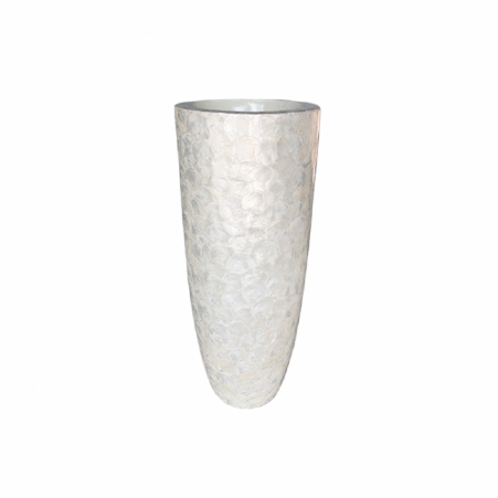 Capiz Vase white shell rond 33 cm h61