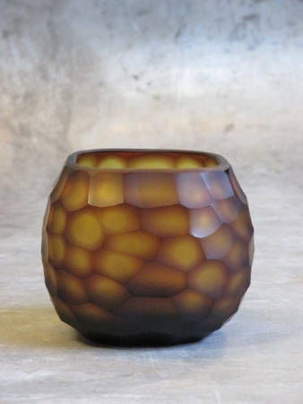 Waxinelight amber purple 13x13 cm -10h